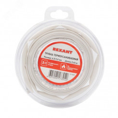 Трубка термоусаживаемая 6,0 3,0 мм белая, ролик 2,44 м, REXANT