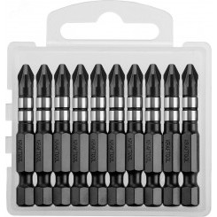 Биты Impact Pro, Pozidriv, тип хвостовика E 1/4'', PZ2, 50мм, 10шт, в пластиковом боксе Биты Impact Pro, Pozidriv, тип хвостовика E 1/4'', PZ2, 50мм, 10шт, в пластиковом боксе