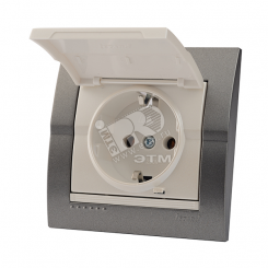 DERIY Розетка с/з с крышкой ПБТ темно-серая и жемчужно-белая металлик DERIY Розетка с/з с крышкой ПБТ темно-серая и жемчужно-белая металлик