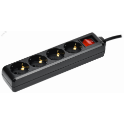 Удлинитель У04К 4 места с заземлением 5м 3х1мм2 16А 250В черный Удлинитель У04К 4 места с заземлением 5м 3х1мм2 16А 250В черный