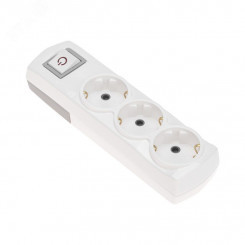 Колодка PREMIUM 3 гнезда, с/з, с выключателем, белый Колодка PREMIUM 3 гнезда, с/з, с выключателем, белый