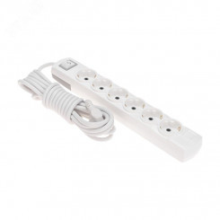 Удлинитель PREMIUM 6 гнезд, 5 м, 3х1,5 мм2, с/з, с выключателем, белый Удлинитель PREMIUM 6 гнезд, 5 м, 3х1,5 мм2, с/з, с выключателем, белый