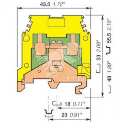 Клемма M2.5/5P 2.5 мм.кв Земля желто-зеленая