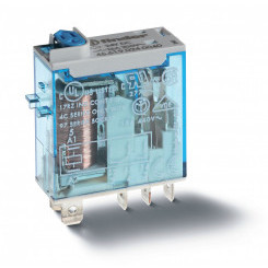Реле электромеханическое промышленное миниатюрное, монтаж в розетку или наконечники Faston (4.8х0.5мм), 1СO 16A, контакты AgNi, катушка 120B АC, влагозащита RTII, опции: мех.индикатор