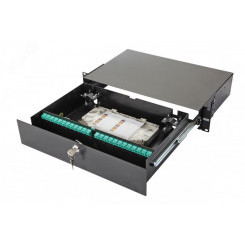 Панель оптическая серии 47F-48, 19 2U выдвижная, корпус на 48 адаптеров, 6 дуплекс LC адаптеров, OM3