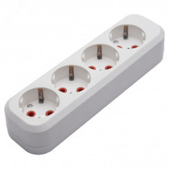 Розетка для удлинителя 4-местная с/з, белый,