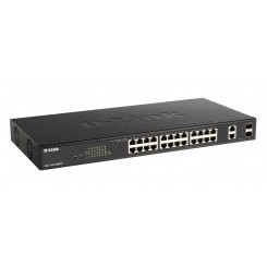 Коммутатор настраиваемый L2 PoE 26 портов, 24хPoE 10/100/1000 Мб/с, 2хRJ45/SFP+, 370 Вт