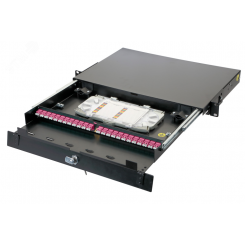 Панель оптическая серии 47D-24, 19 1U выдвижная, корпус на 24 адаптера, 16 дуплекс LC адаптеров, OM4