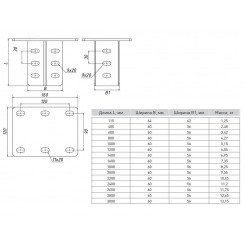 Кронштейн потолочный двойной 1200мм (2,5мм) Кронштейн потолочный двойной 1200мм (2,5мм)