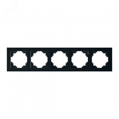 Рамка пятиместная горизонтальная, стекло, Катрин, черный Stekker Рамка пятиместная горизонтальная, стекло, Катрин, черный Stekker