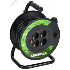 Удлинитель силовой  УК20 с термозащитой 4 места 2P+PE/20м 3х1.0мм2 GENERICA