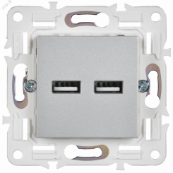 SKANDY Розетка USB A+A 3,1А SK-R15S серебряный IEK