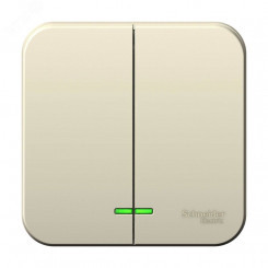 Выключатель наружный двухклавишный BLANCA (cх.5) с подстветкой, изолирующей пластиной, 6а, 250В, молочный Выключатель наружный двухклавишный BLANCA (cх.5) с подстветкой, изолирующей пластиной, 6а, 250В, молочный