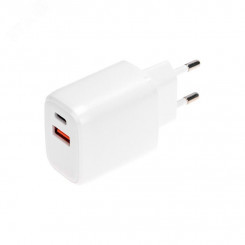 Сетевое зарядное устройство USB QC (20W) + Type C PD (20W), белое