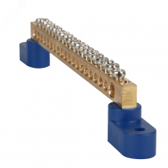 Шина нулевая с двумя изоляторами OptiKit BB-T-N-S-12-6х9-синий Шина нулевая с двумя изоляторами OptiKit BB-T-N-S-12-6х9-синий