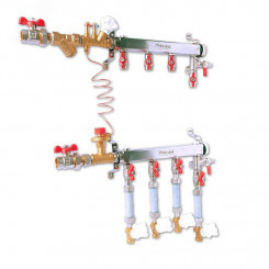 Узел коллекторный этажный DN40 на 3 выхода подключение DN20 левое с клапаном партнером