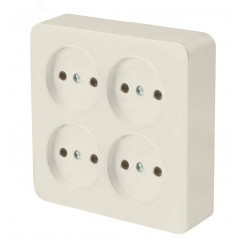 Розетка четырехместная квадратная б/з 250В 10А серия София слоновая кость STEKKER