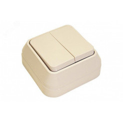 Выключатель двухклавишный наружный бежевый Выключатель двухклавишный наружный бежевый