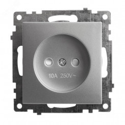Розетка 1-местная с защитной шторкой (механизм) б/з, 250В, 10А, серия Катрин, серебро