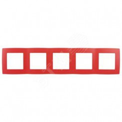 Рамка на 5 постов, Эра12, красный, 12-5005-23 Рамка на 5 постов, Эра12, красный, 12-5005-23