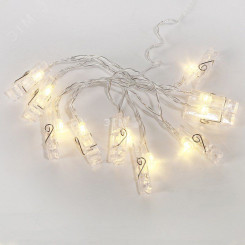 Гирлянда светодиодная Прищепки 10 LED, 1.5 м, прозрачный ПВХ, тёплый белый свечение, 2 х АА (батарейки не в комплекте) Гирлянда светодиодная Прищепки 10 LED, 1.5 м, прозрачный ПВХ, тёплый белый свечение, 2 х АА (батарейки не в комплекте)