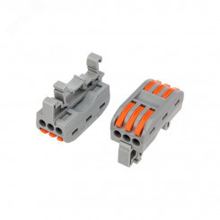 Клемма СМК 222-423D проходная 3-полюсная, с крепл на DIN-рейку (0,08-4 кв мм), REXANT Клемма СМК 222-423D проходная 3-полюсная, с крепл на DIN-рейку (0,08-4 кв мм), REXANT