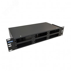 Кросс оптический 19'' частично укомплектованный 2U, 32/48 портов SС (планки SC-6шт, планка-заглушка-2шт, сплайс-кассета-2шт) черный RAL 9005