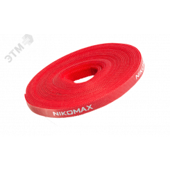 Стяжка-липучка нарезаемая, в рулоне 5м, ширина 9мм, красная