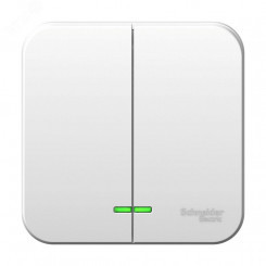 Выключатель наружный двухклавишный BLANCA (cх.5) с подстветкой, изолирующей пластиной, 6а, 250В, белый Выключатель наружный двухклавишный BLANCA (cх.5) с подстветкой, изолирующей пластиной, 6а, 250В, белый