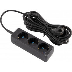 Удлинитель 'Эконом' 3м/3роз. (ШВВП 2х0,75) черный Удлинитель 'Эконом' 3м/3роз. (ШВВП 2х0,75) черный