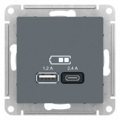 РОЗЕТКА USB ATLASDESIGN A+С, 5В/2,4А, 2х5В/1,2А, механизм, ГРИФИЛЬ РОЗЕТКА USB ATLASDESIGN A+С, 5В/2,4А, 2х5В/1,2А, механизм, ГРИФИЛЬ