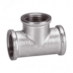 Тройник ВВВ 1'х1/2'х1' переходной, никелированный Тройник ВВВ 1'х1/2'х1' переходной, никелированный