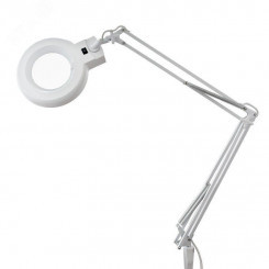 Лупа на струбцине, круглая, 8D, с подсветкой, белая (Ст) артикул