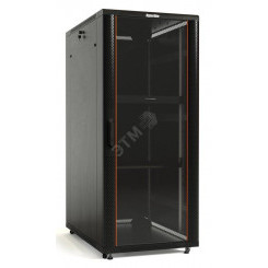 Шкаф напольный 19-дюймовый 42U 2055x800х1200 мм (ВхШхГ) передняя стеклянная дверь со стальными перфорированными боковинами задняя дверь сплошная ручка с замком крыша нового типа цвет черный (RAL 9004) (разобранный)