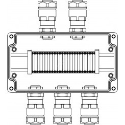 Взрывозащищенная клеммная коробка из алюминия TBE-A-14 -(25xHMM.2) -2x6018ANP22BKM2SB(A) - 3x6018ANP22BKM2SB(C)1Ex e IIC Т5 Gb / Ex tb IIIC T95°C Db IP66