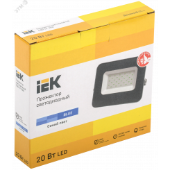 Прожектор светодиодный СДО 07-20B blue IP65 серый IEK Прожектор светодиодный СДО 07-20B blue IP65 серый IEK
