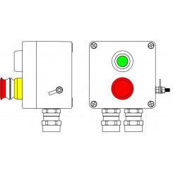 Взрывозащищенный пост управления из полиэстера CPE-Р-03 -(1xP1G(11) -1xP3E(11)) - 2x6018AASBKGM2SB(C)1Ex d e IIC T6 Gb / Ex tb IIIC T80°C Db IP66