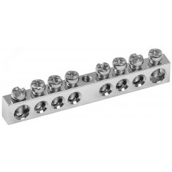 Шина PEN ''земля-ноль'' 6х9мм 8/1 Ni (8групп/крепеж по центру) Шина PEN ''земля-ноль'' 6х9мм 8/1 Ni (8групп/крепеж по центру)