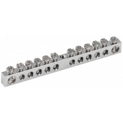 Шина PEN ''земля-ноль'' 6х9мм 12/1 Ni (12групп/крепеж по центру) Шина PEN ''земля-ноль'' 6х9мм 12/1 Ni (12групп/крепеж по центру)