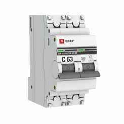 Выключатель автоматический двухполюсный 1А D ВА47-63 4.5кА PROxima