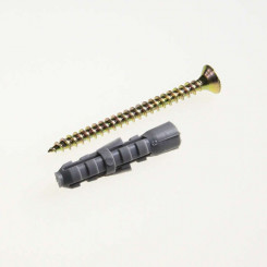 Дюбель 8х40 распорный без борта полипропилен серый с шурупом 5х60 цинк (уп.6шт) пакет EKT 1128021 Дюбель 8х40 распорный без борта полипропилен серый с шурупом 5х60 цинк (уп.6шт) пакет EKT 1128021