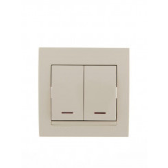 Выключатель 2-кл. СП Deriy 10А с подсветкой крем. LEZARD 702-0303-112