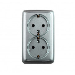 Розетка 2-м ОП Альфа 16А IP20 250В с заземл. с изолир. пластиной (стакан) серебр. HEGEL РА16-183-06 Розетка 2-м ОП Альфа 16А IP20 250В с заземл. с изолир. пластиной (стакан) серебр. HEGEL РА16-183-06