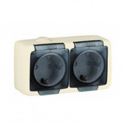 Розетка 2-м ОП Альфа 16А IP44 250В брызгозащ. с заземл. без защ шторок с крышкой сл. кость HEGEL РА16-251-01 Розетка 2-м ОП Альфа 16А IP44 250В брызгозащ. с заземл. без защ шторок с крышкой сл. кость HEGEL РА16-251-01