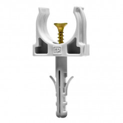 Держатель для труб (клипса) d20мм с дюбелем и саморезом в малой упак. сер. (уп.10шт) Промрукав PR13.0308 Держатель для труб (клипса) d20мм с дюбелем и саморезом в малой упак. сер. (уп.10шт) Промрукав PR13.0308