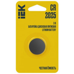 Элемент питания дисковый литиевый CR2025 (блист.1шт) IEK ABT-CR2025-OP-L01 Элемент питания дисковый литиевый CR2025 (блист.1шт) IEK ABT-CR2025-OP-L01