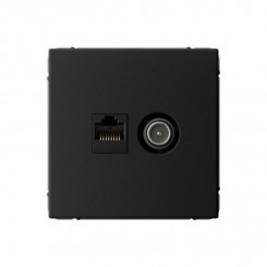 Розетка компьютерная + телевизионная 2-м ArtGallery RJ45 + TV кат.5E карбон SE GAL001089