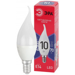 Лампа светодиодная LED BXS-10W-865-E14 R  (диод, свеча на ветру, 10Вт, хол, E14) (10/100/2800) ЭРА
