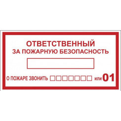 Наклейка "Ответственный за пожарную безопасность" B03 100х200мм PROxima EKF an-4-05