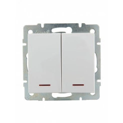 Выключатель RAIN двойной с подсветкой белый механизм Выключатель RAIN двойной с подсветкой белый механизм